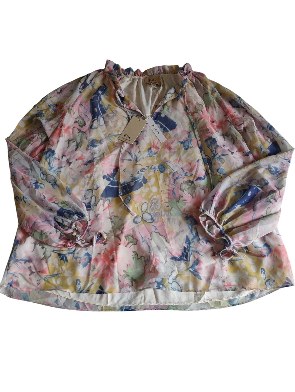 Elie Tahari 1X Floral Peasant Top